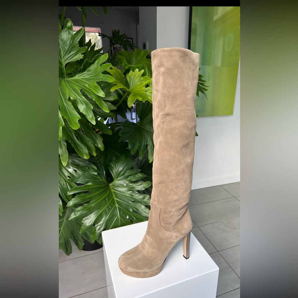 Miu Miu Tan Suede Over the Knee Boots Size 38